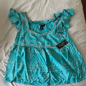 Wrangler Retro Teal Geometric Top